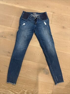 DL1961 Dark Blue Skinny Maternity Jeans with Distressed Details
